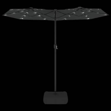 Double-Head Parasol with LEDs - Anthracite 316x240 cm