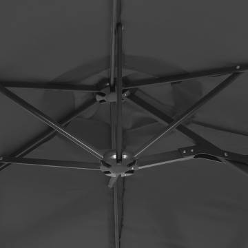 Double-Head Parasol with LEDs - Anthracite 316x240 cm