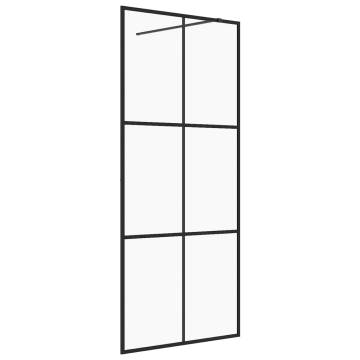 Modern Walk-in Shower Wall with Clear Glass 115x195 cm - Black