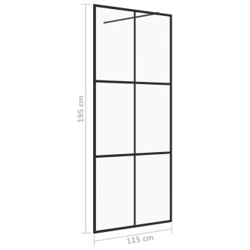 Modern Walk-in Shower Wall with Clear Glass 115x195 cm - Black