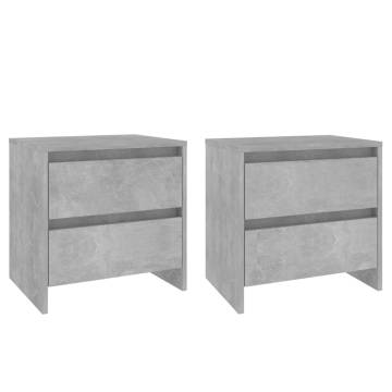 Elegant Concrete Grey Bedside Cabinets - 2 Pcs | Hipo Market