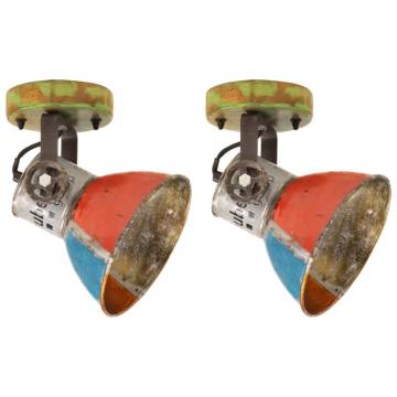 Industrial Wall/Ceiling Lamps - Reclaimed Wood - Set of 2