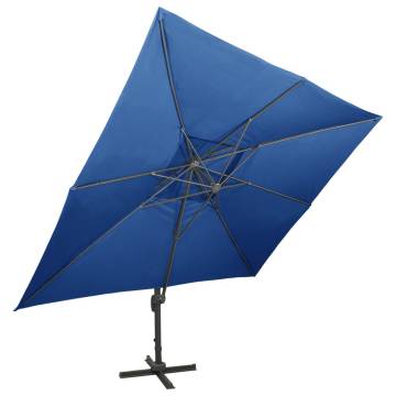 Cantilever Umbrella with Double Top - Azure Blue 400x300 cm