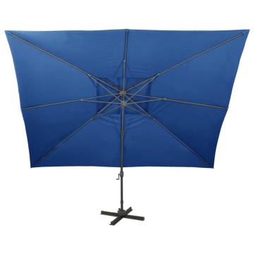 Cantilever Umbrella with Double Top - Azure Blue 400x300 cm