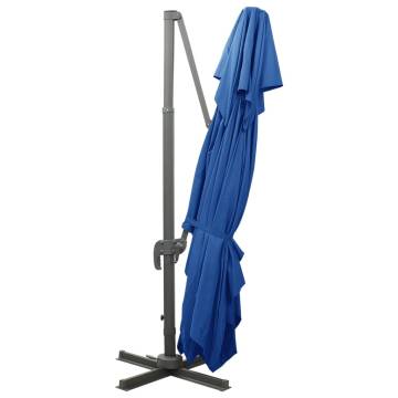 Cantilever Umbrella with Double Top - Azure Blue 400x300 cm