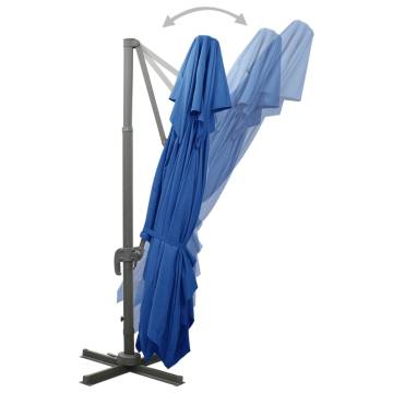 Cantilever Umbrella with Double Top - Azure Blue 400x300 cm