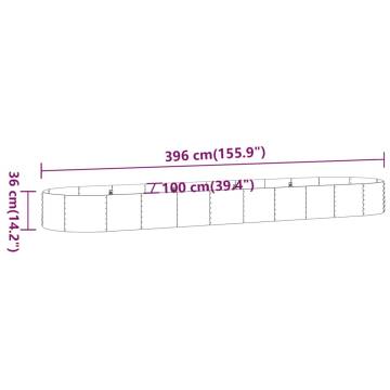 Garden Raised Bed Powder-coated Steel 396x100x36 cm - Silver