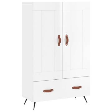 Elegant Highboard in High Gloss White - 69.5x31x115 cm