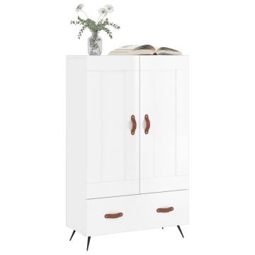 Elegant Highboard in High Gloss White - 69.5x31x115 cm