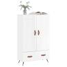 Elegant Highboard in High Gloss White - 69.5x31x115 cm