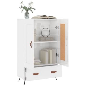 Elegant Highboard in High Gloss White - 69.5x31x115 cm