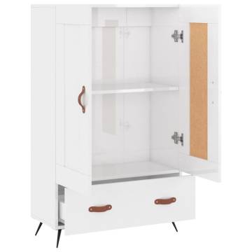 Elegant Highboard in High Gloss White - 69.5x31x115 cm