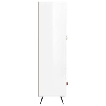 Elegant Highboard in High Gloss White - 69.5x31x115 cm