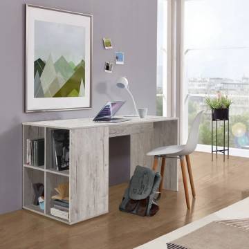 FMD Desk with Side Shelves - Sand Oak | Stylish Office Furniture