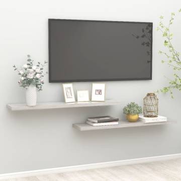 Floating Wall Shelves 2 pcs - Concrete Grey MDF (120x23.5 cm)