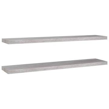 Floating Wall Shelves 2 pcs - Concrete Grey MDF (120x23.5 cm)