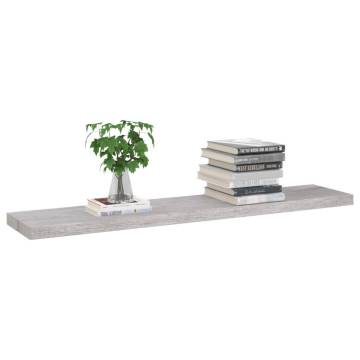 Floating Wall Shelves 2 pcs - Concrete Grey MDF (120x23.5 cm)