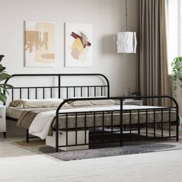 Metal Bed Frame with Headboard - Stylish Black Design