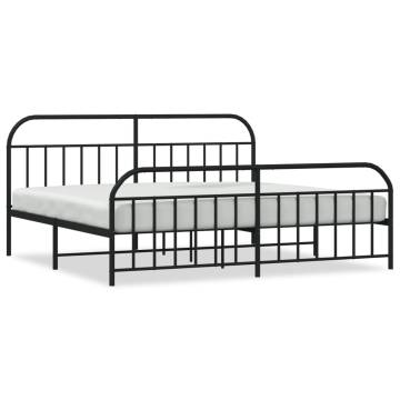 Metal Bed Frame with Headboard - Stylish Black Design