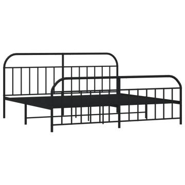 Metal Bed Frame with Headboard - Stylish Black Design