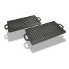 Grill Platter Set - 2 Pcs Cast Iron Reversible 38x23 cm