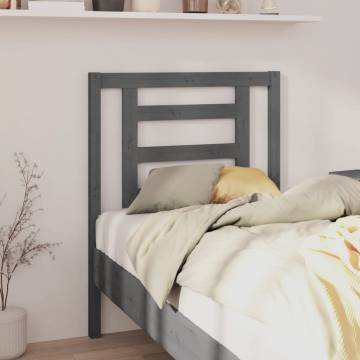 Stylish Grey Wooden Bed Headboard - Solid Pine | HIPO Market