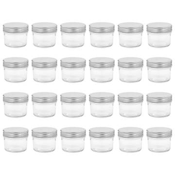 Glass Jam Jars with Silver Lids - 24 pcs - 110 ml