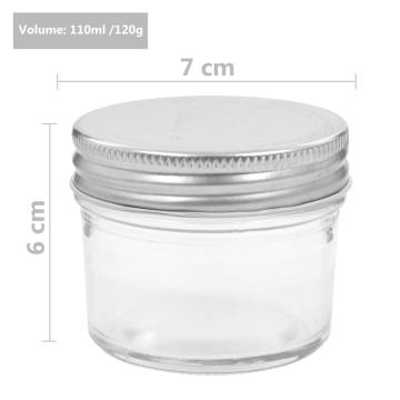 Glass Jam Jars with Silver Lids - 24 pcs - 110 ml