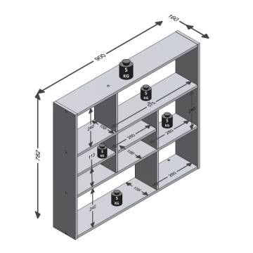 FMD Wall-mounted Shelf - 9 Compartments in Concrete Grey