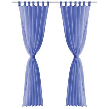 Voile Curtains 2 pcs 140x175 cm - Royal Blue | Hipo Market