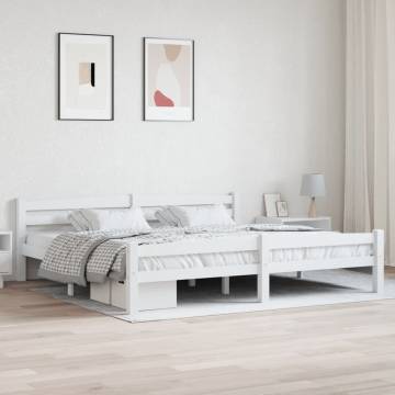 White Solid Pinewood Bed Frame 200x200 cm | Hipo Market