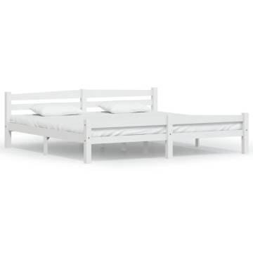 White Solid Pinewood Bed Frame 200x200 cm | Hipo Market