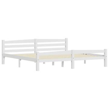 White Solid Pinewood Bed Frame 200x200 cm | Hipo Market