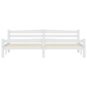 White Solid Pinewood Bed Frame 200x200 cm | Hipo Market