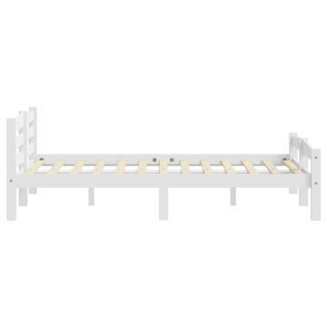 White Solid Pinewood Bed Frame 200x200 cm | Hipo Market