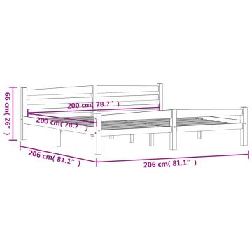 White Solid Pinewood Bed Frame 200x200 cm | Hipo Market