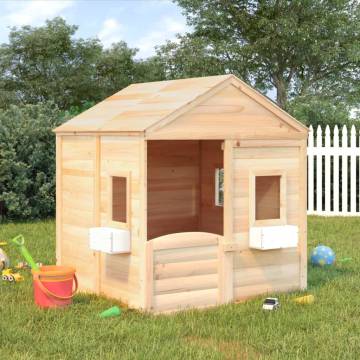 Solid Wood Fir Playhouse with Lockable Door & Flower Pots