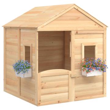 Solid Wood Fir Playhouse with Lockable Door & Flower Pots