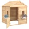 Solid Wood Fir Playhouse with Lockable Door & Flower Pots