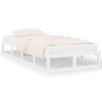 White Bed Frame 75x190 cm Small Single Solid Wood - HipoMarket