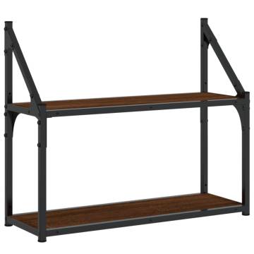 2-Tier Wall Shelf - Brown Oak, 60x21x51 cm | Hipomarket