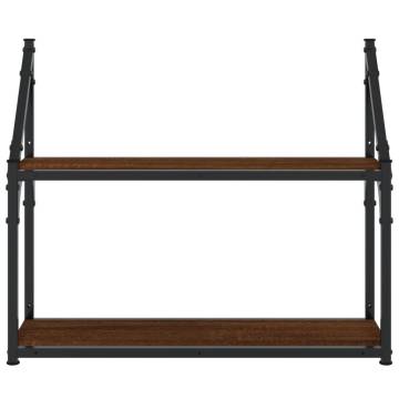 2-Tier Wall Shelf - Brown Oak, 60x21x51 cm | Hipomarket