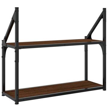 2-Tier Wall Shelf - Brown Oak, 60x21x51 cm | Hipomarket