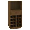 Trendy Honey Brown Pine Wine Cabinet - 45x34x100 cm