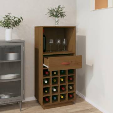 Trendy Honey Brown Pine Wine Cabinet - 45x34x100 cm