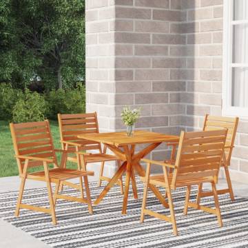 5 Piece Garden Dining Set - Solid Wood Acacia | HipoMarket