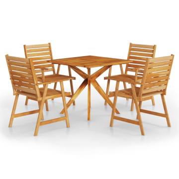 5 Piece Garden Dining Set - Solid Wood Acacia | HipoMarket