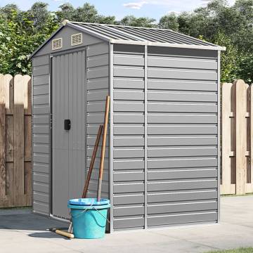 Light Grey Garden Shed - 191x130x198 cm Galvanised Steel