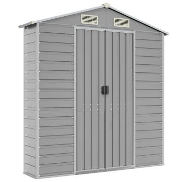 Light Grey Garden Shed - 191x130x198 cm Galvanised Steel