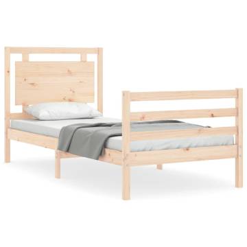 Solid Wood Bed Frame with Headboard 90x200 cm | HipoMarket